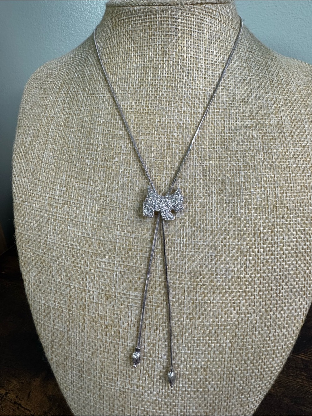 Silver Sparkle Scottie Dog Lariat Necklace